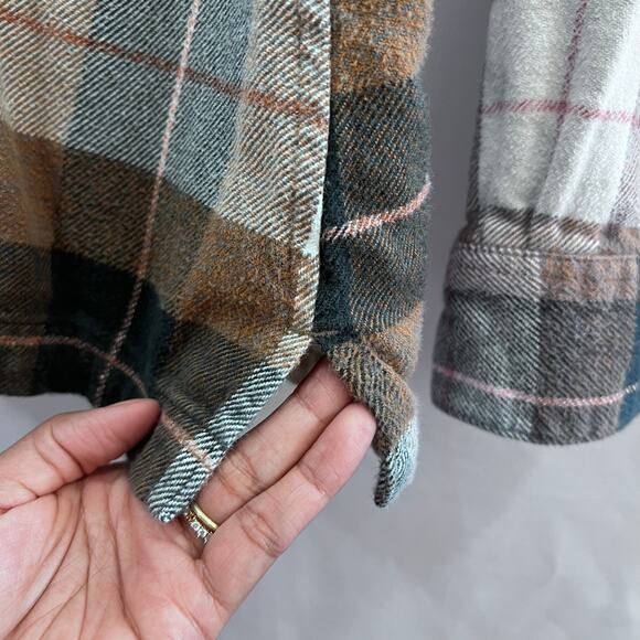 Patagonia Organic Cotton Plaid Brown Button-Up Long Sleeve Shirt Size 10 - Picture 6 of 8